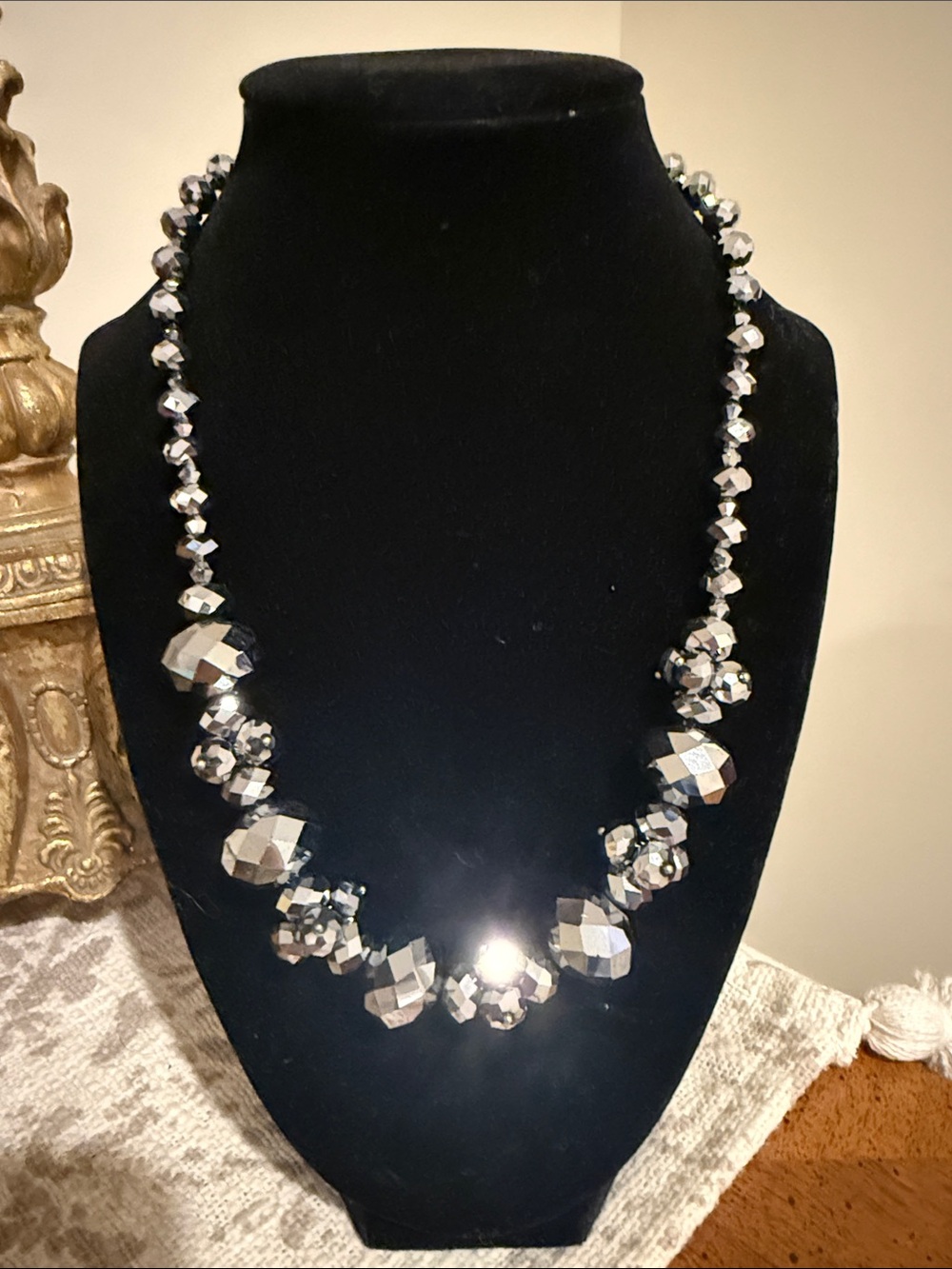 Faceted Hematite Crystal Statement Necklace - Women Jewelry